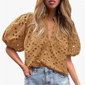 Eyelet sunflower summer top